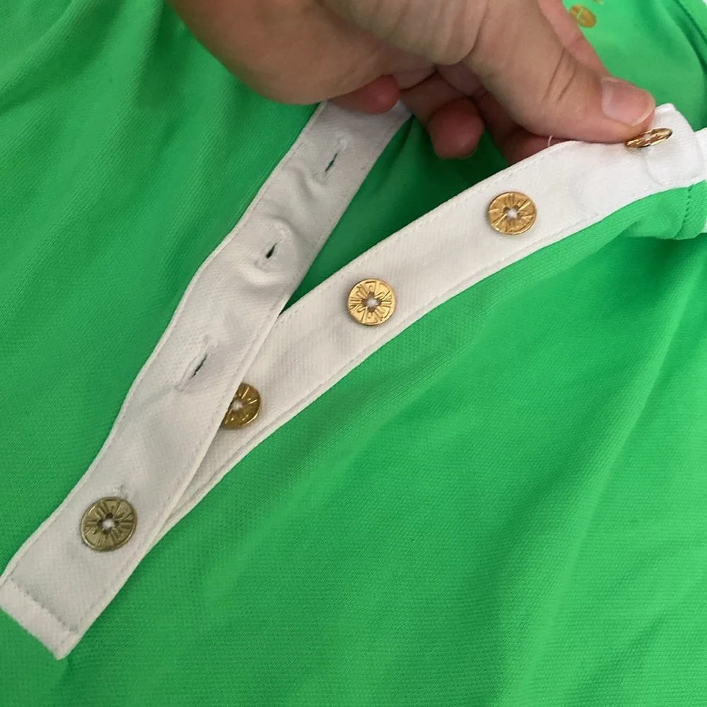Lilly Pulitzer luxletic Green Polo Shirt with White Collar - Picture 3 of 4